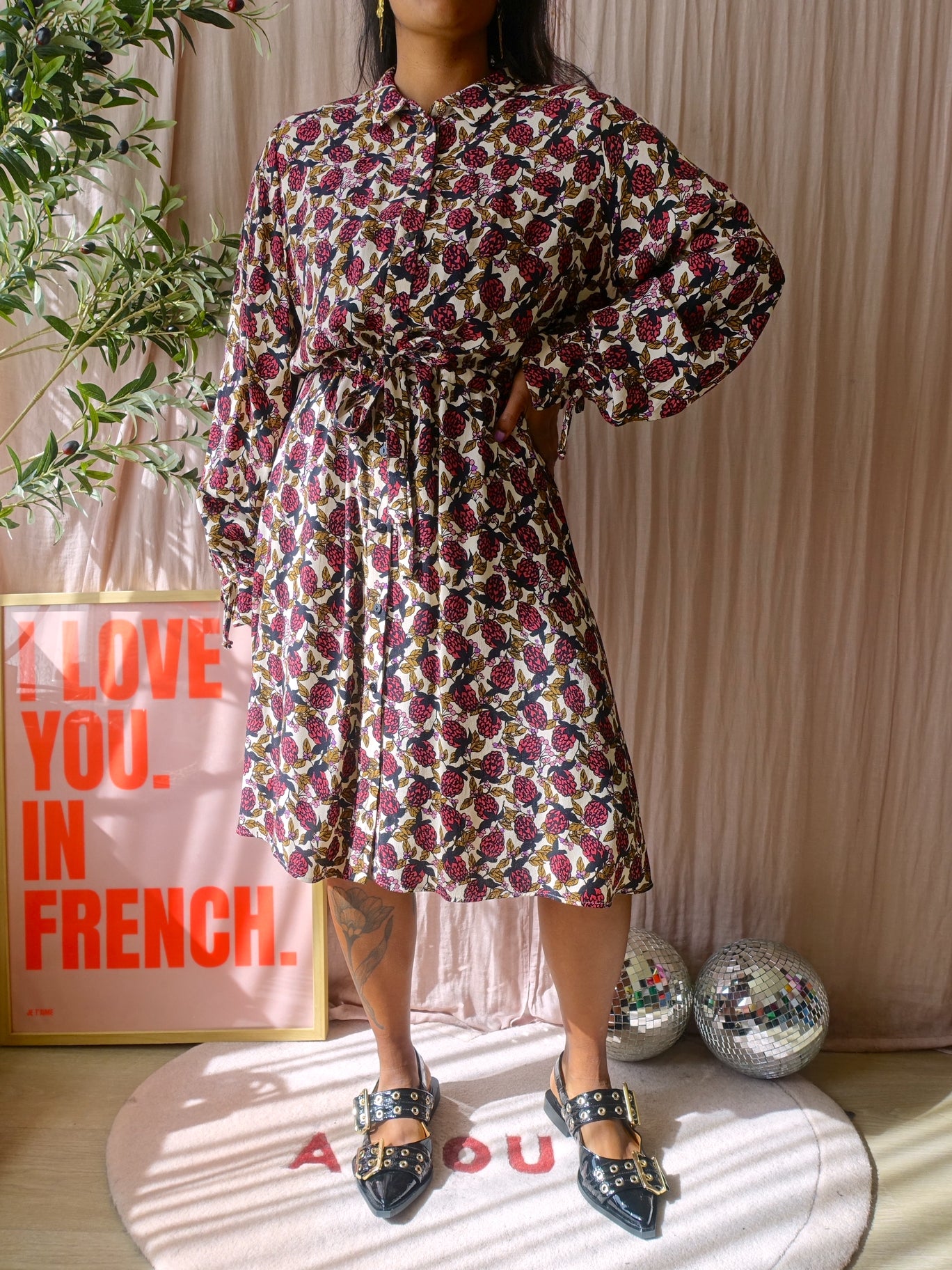 Fabienne Chapot viscose frida bow jurk very berry