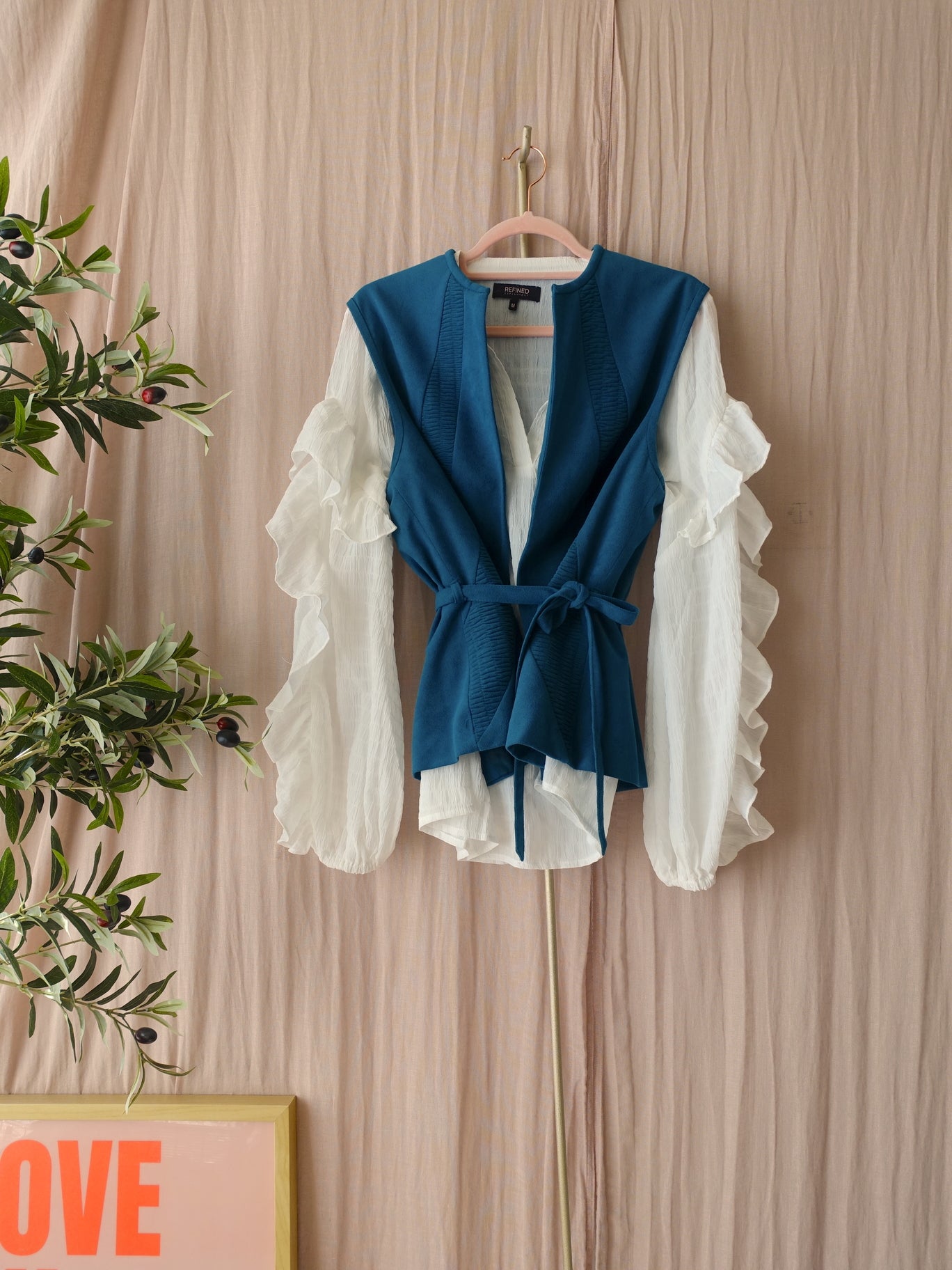 Vintage 80's suedine gilet teal green