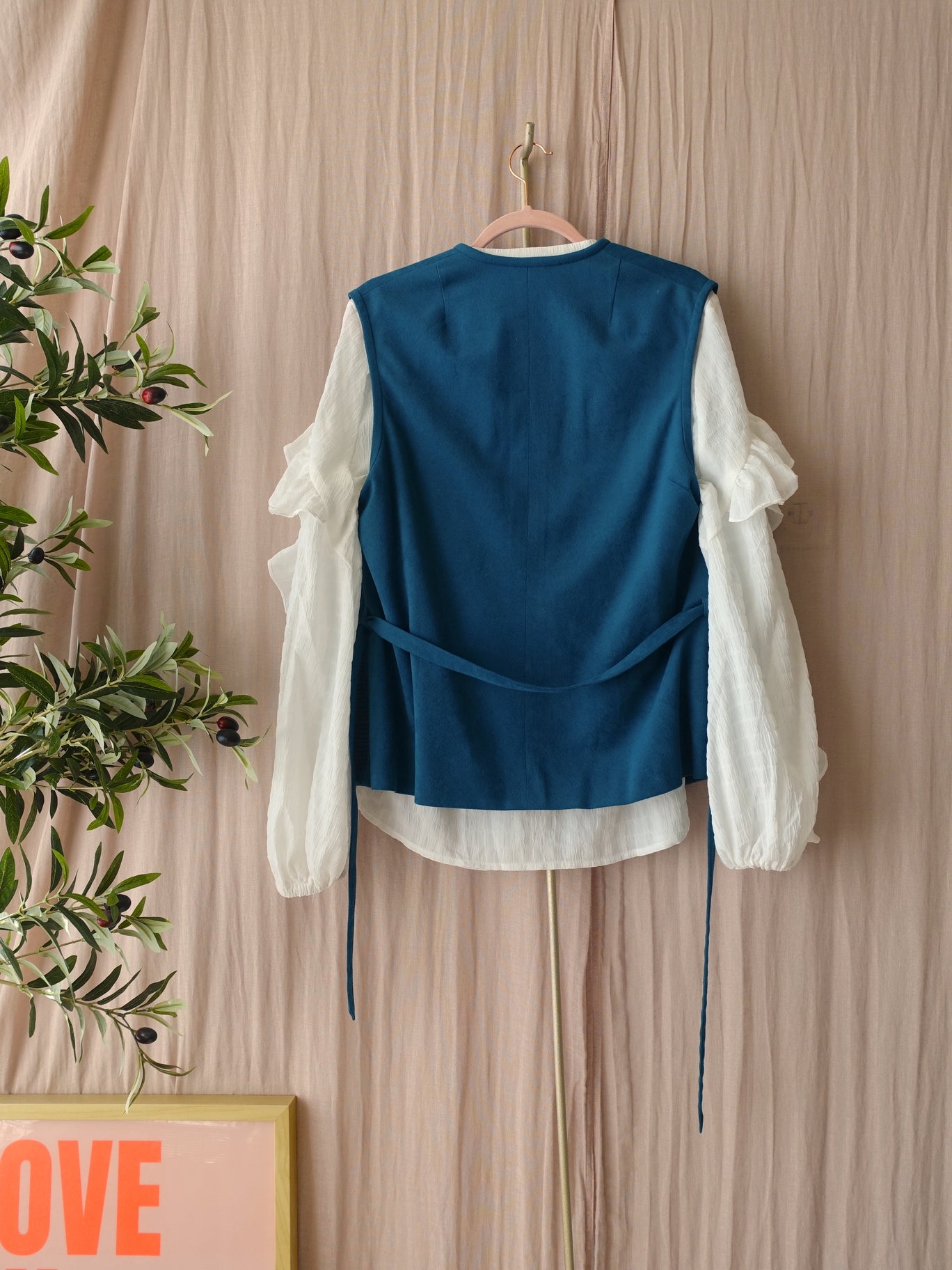 Vintage 80's suedine gilet teal green