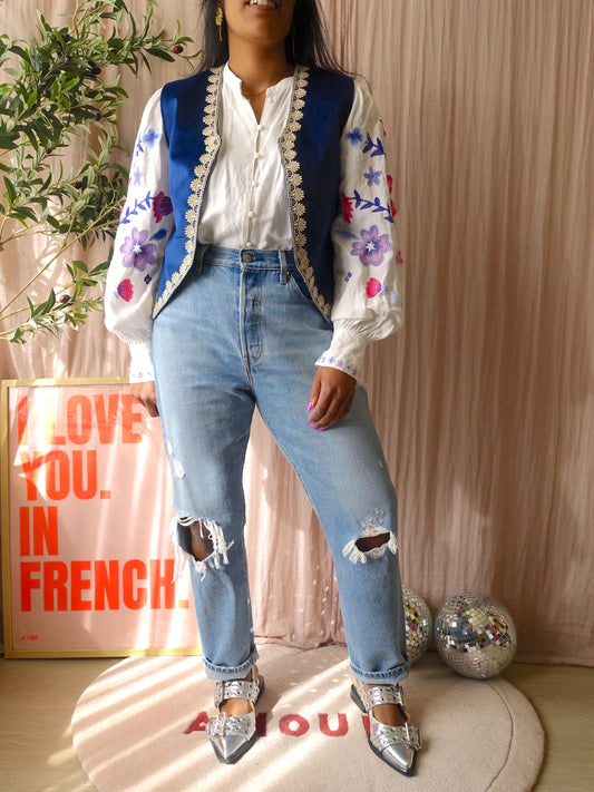 Poppy the Label velvet gilet navy