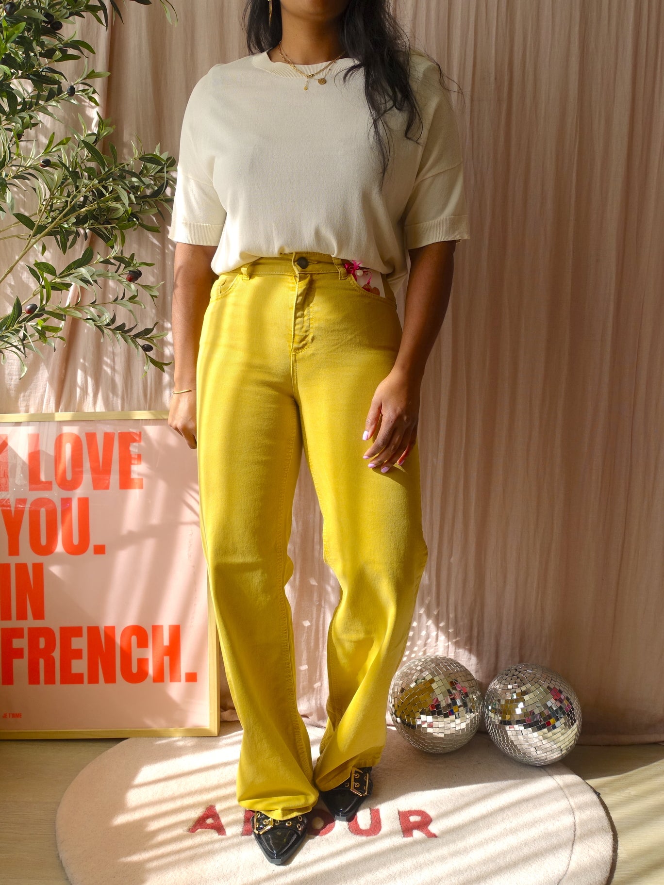 Fabienne Chapot eve high waist flared sunshine ochre