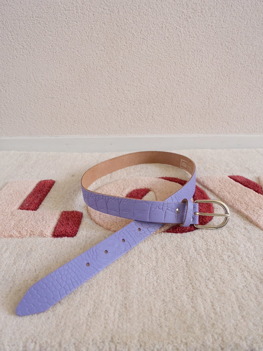 Rock n Rich lederen croco riem lavender lilac