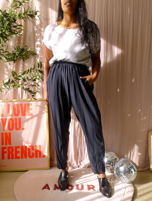 Femmes du Sud silk tapered pantalon zwart