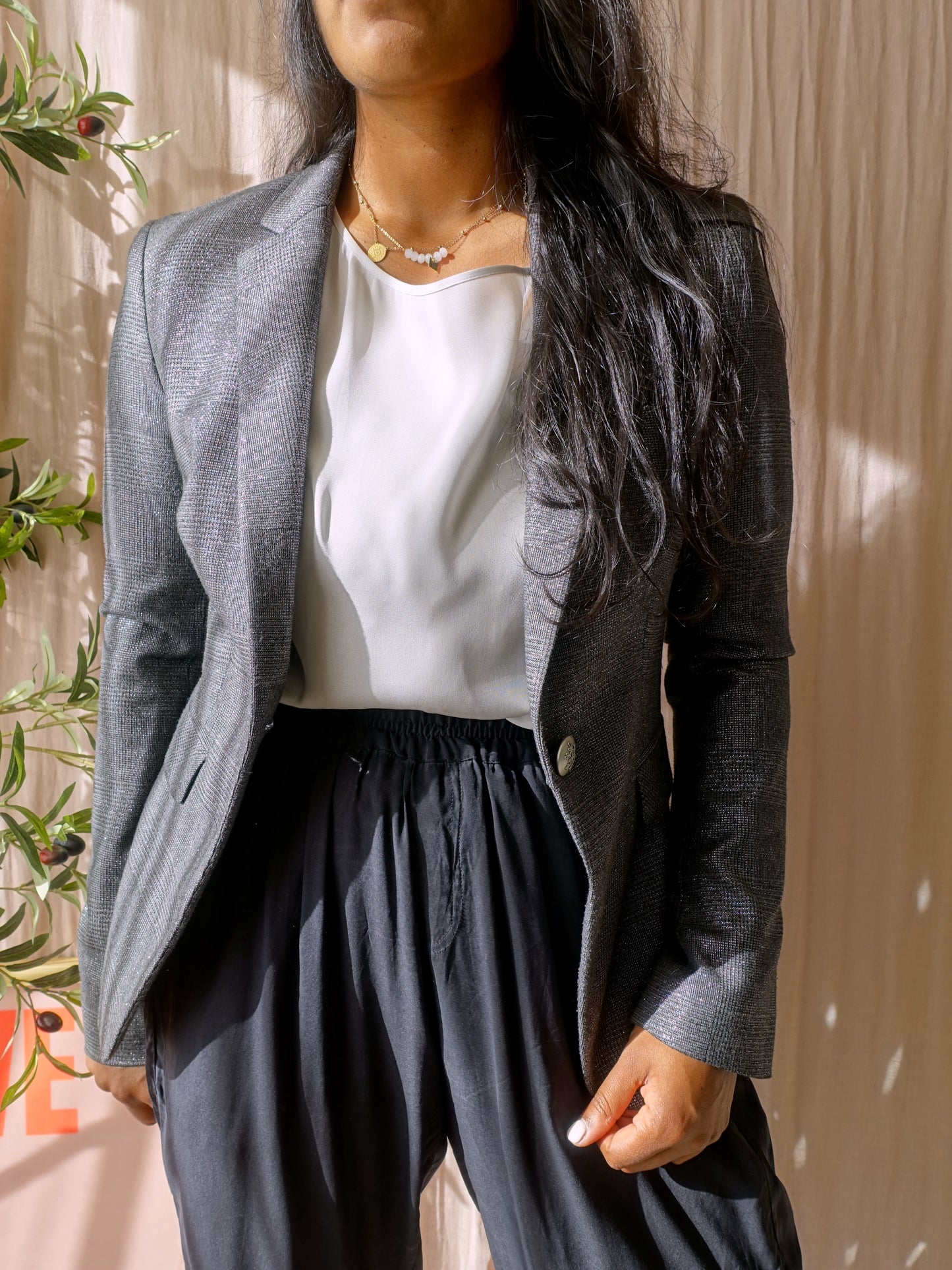 Femmes du Sud silk tapered pantalon zwart