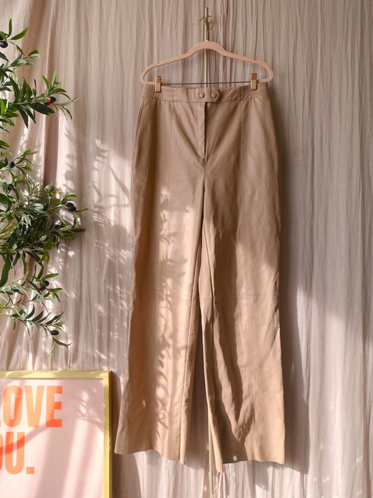 Fifth House wide leg vegan leather pants camel latte