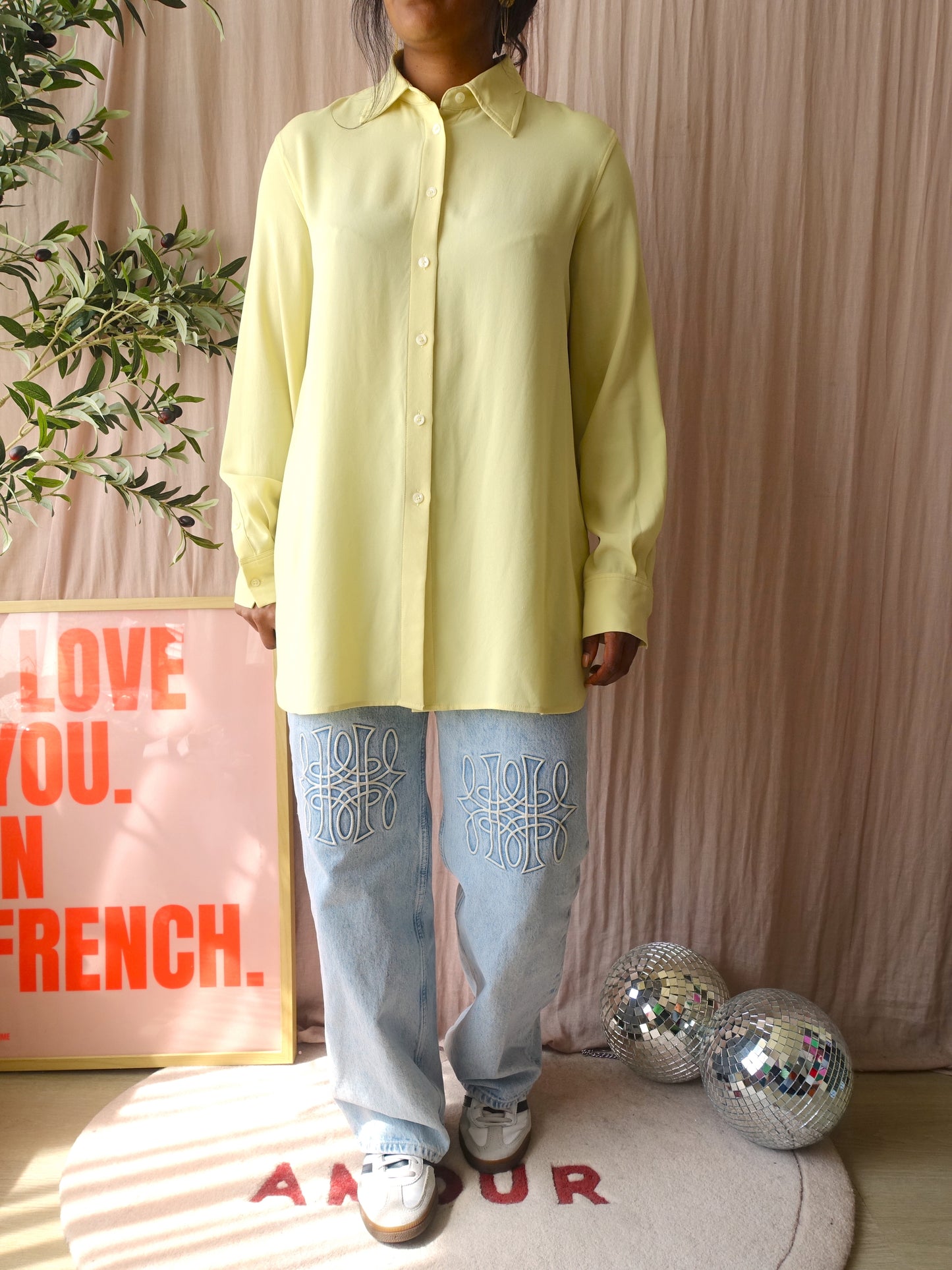 Filippa K vegan silk shirt buttercup yellow
