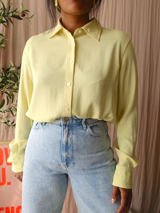 Filippa K vegan silk shirt buttercup yellow