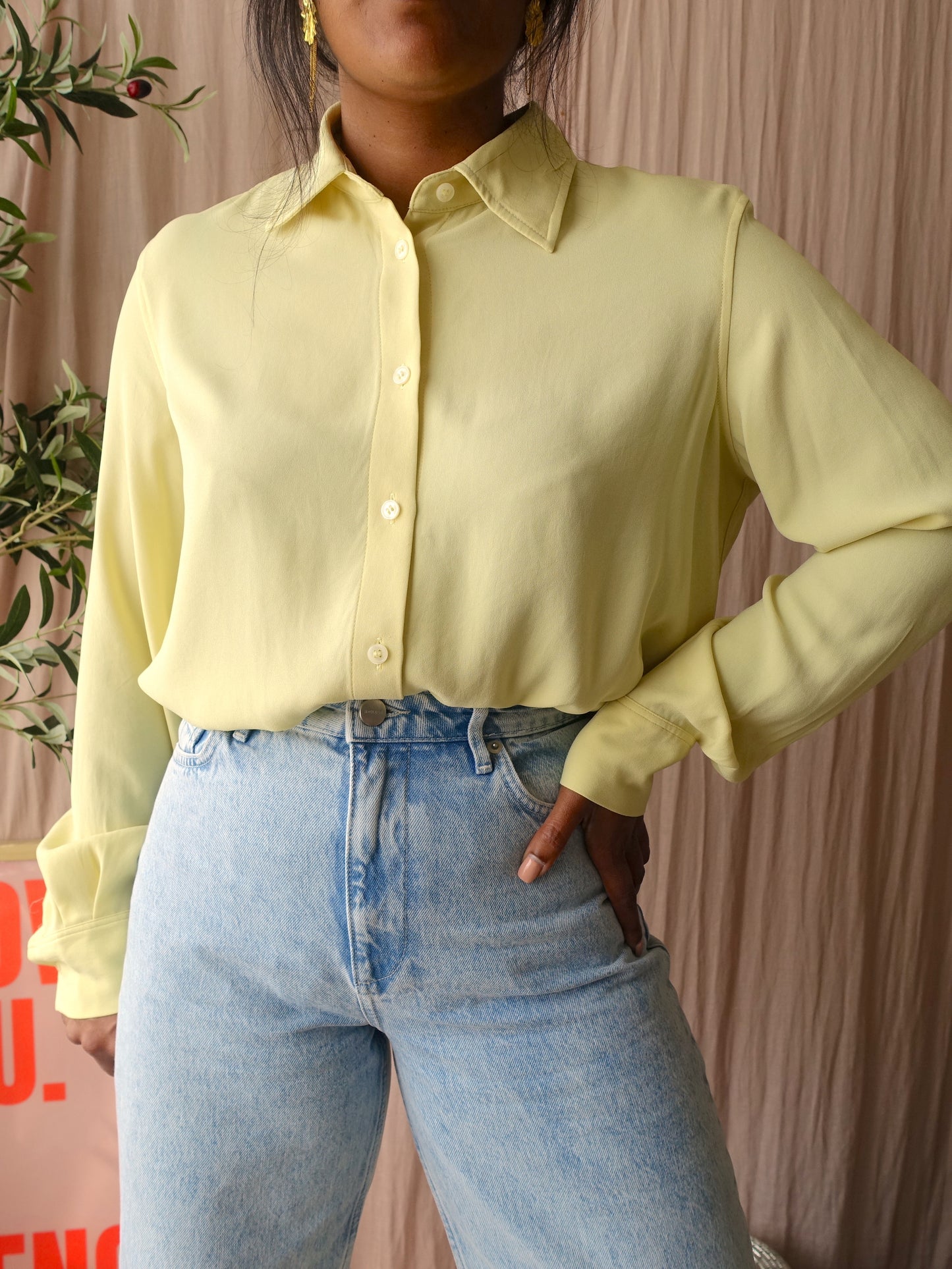 Filippa K vegan silk shirt buttercup yellow