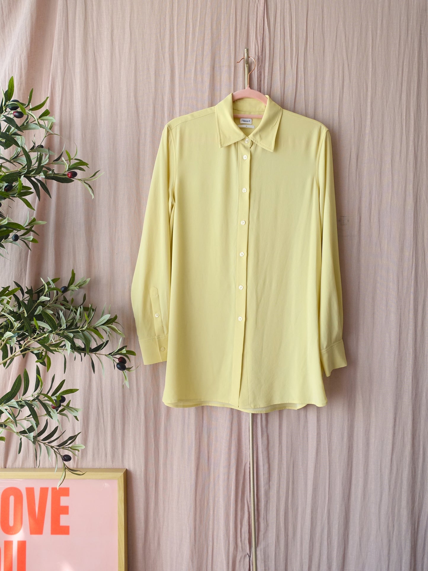 Filippa K vegan silk shirt buttercup yellow