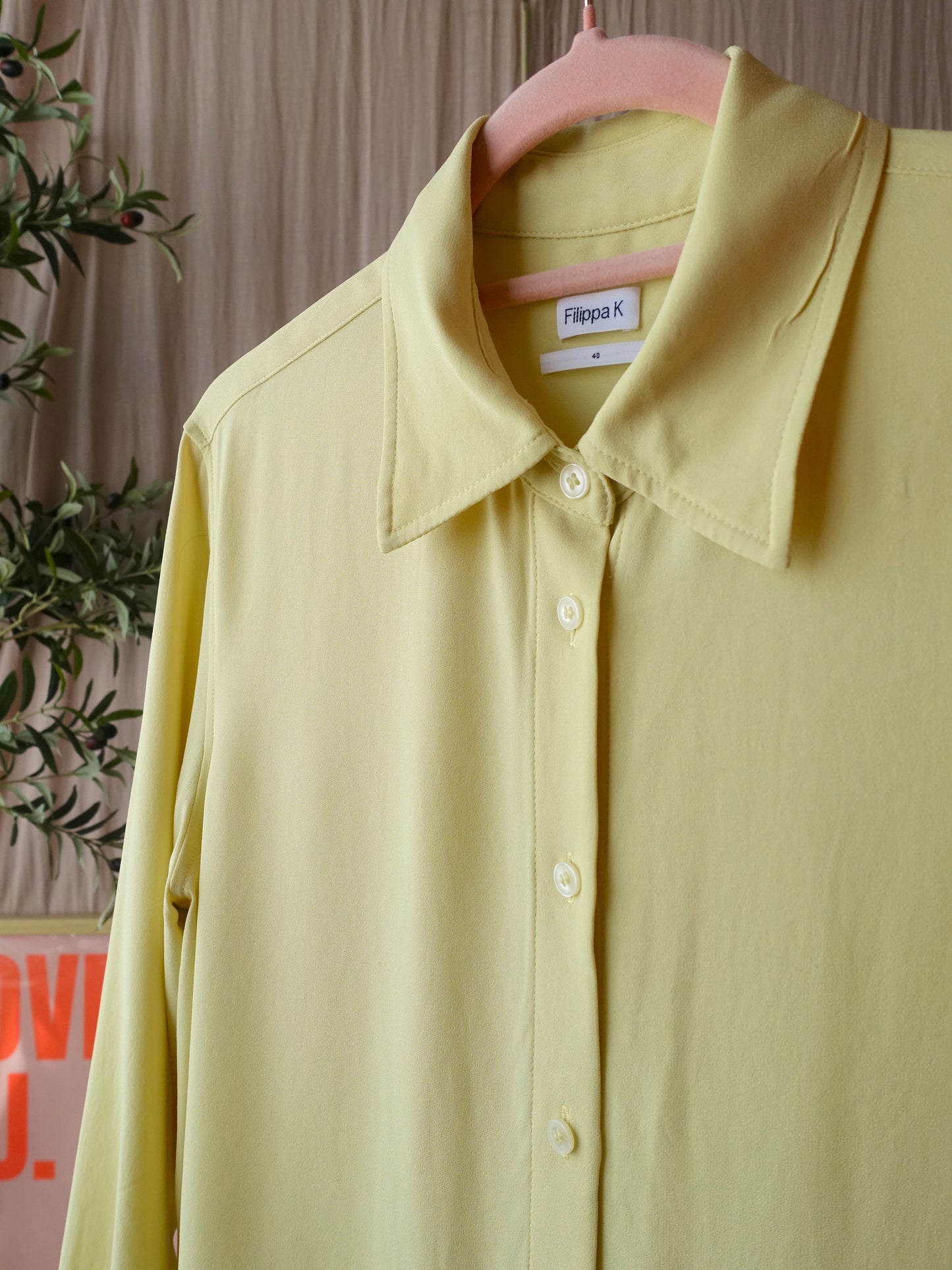 Filippa K vegan silk shirt buttercup yellow