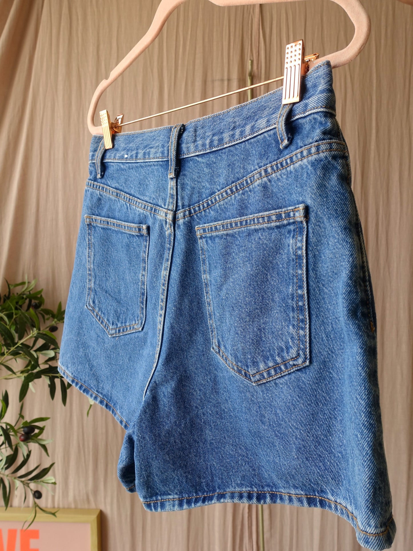 Mango zoe high waist wide leg denim shorts
