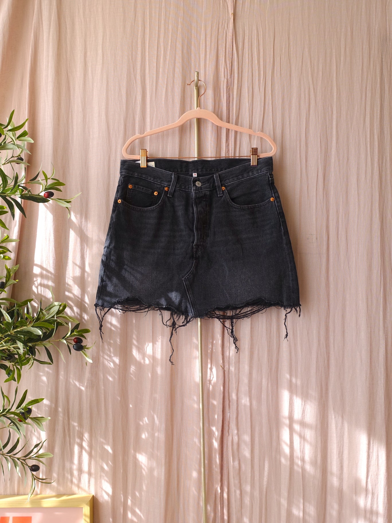 Levi's deconstructed icon skirt antraciet