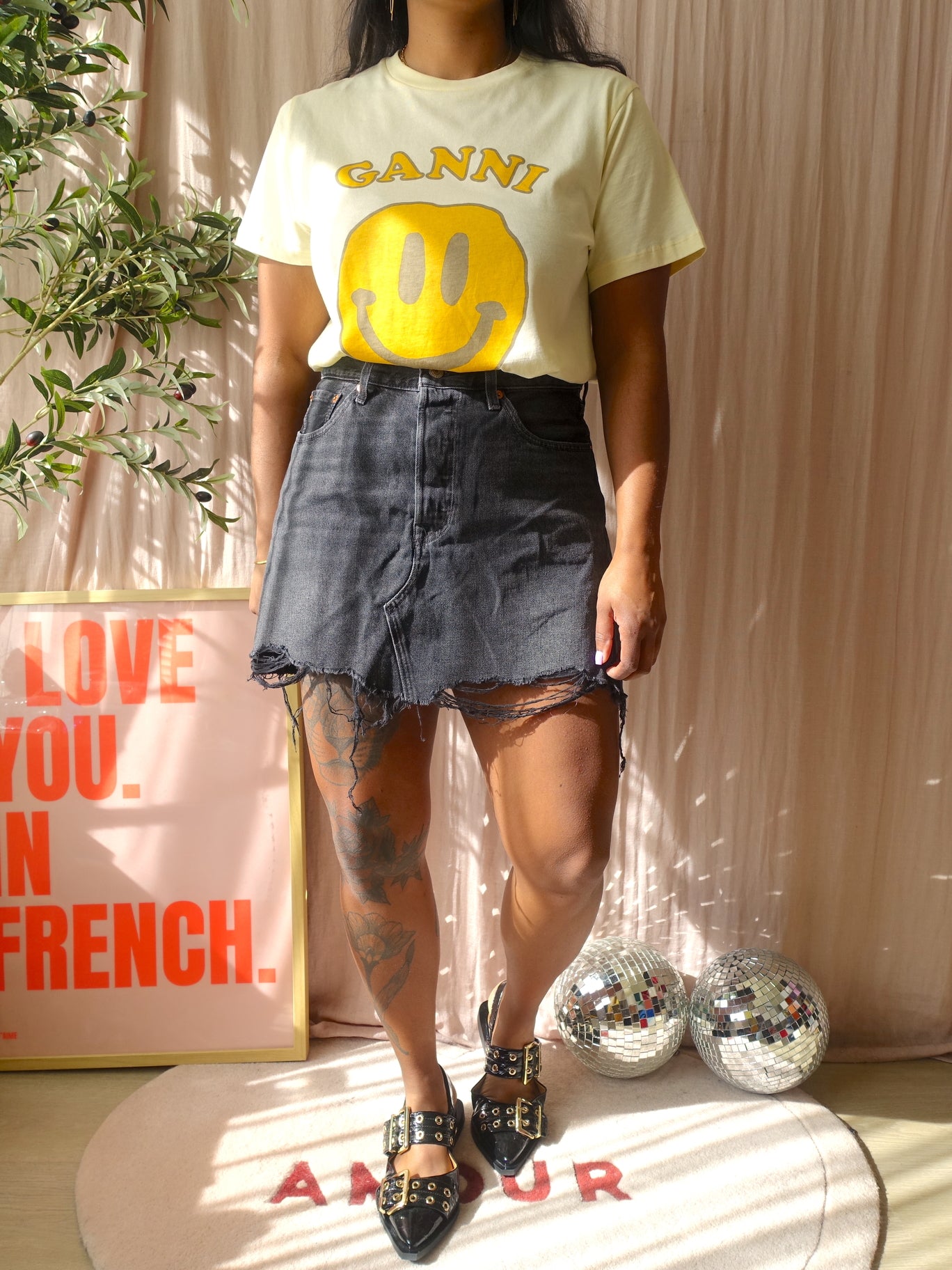 Levi's deconstructed icon skirt antraciet