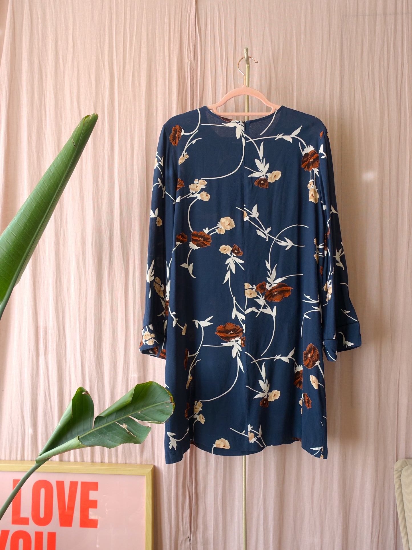 Ganni dalton crepe jurk navy