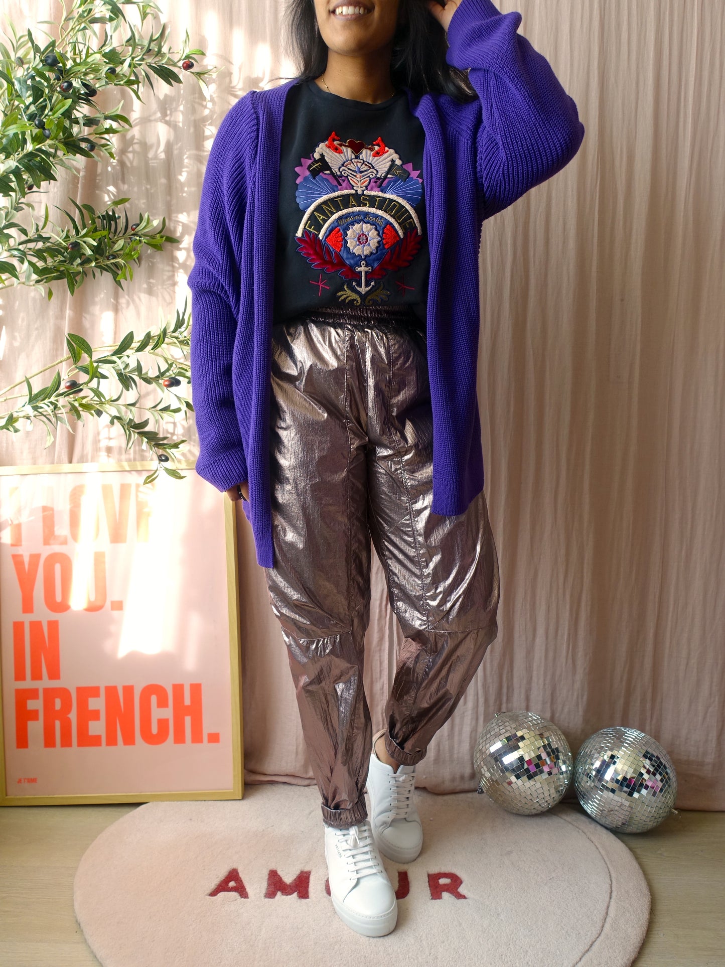 Geisha knitted cardigan emerson purple