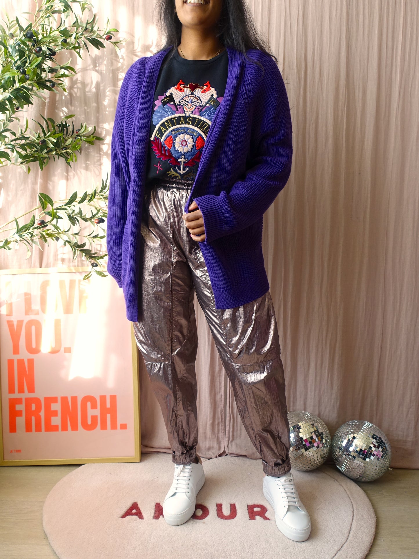 Geisha knitted cardigan emerson purple