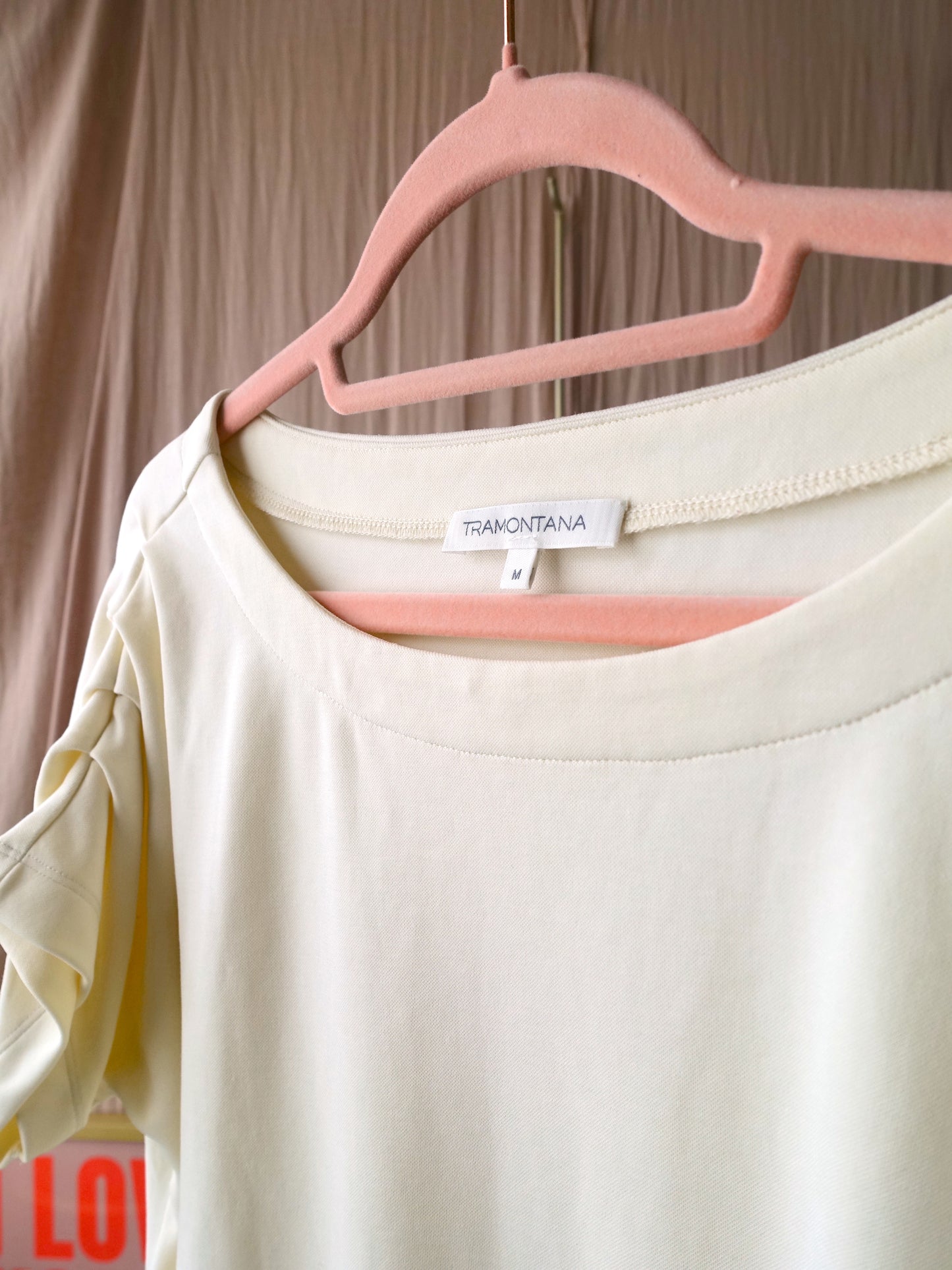 Tramontana modal tee sleeve detail ecru