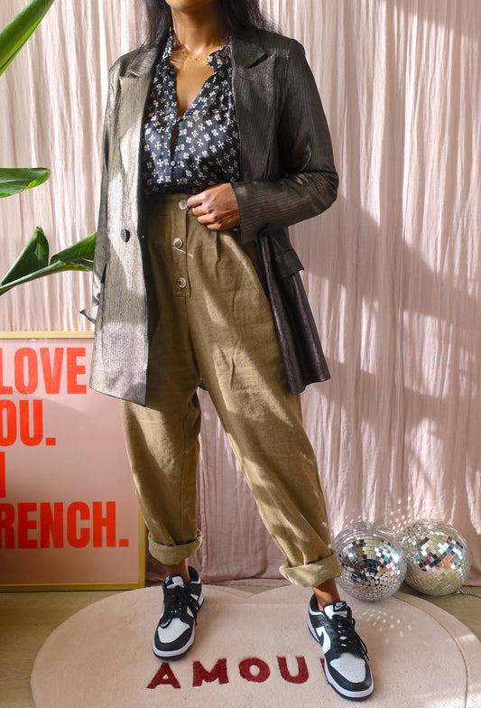 forte_forte linnen tapered trousers beige