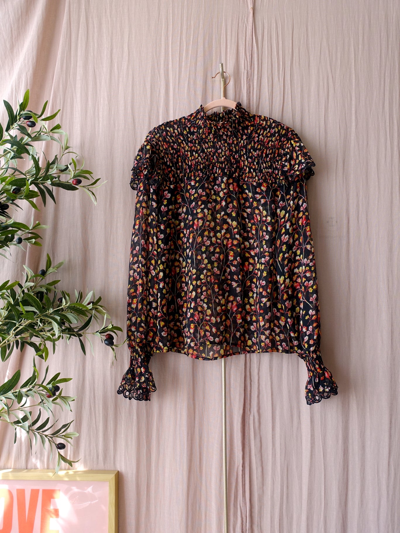 Harper & Yve embroidered ruches top