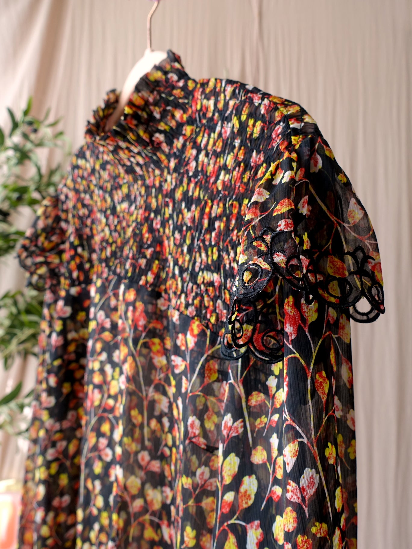 Harper & Yve embroidered ruches top
