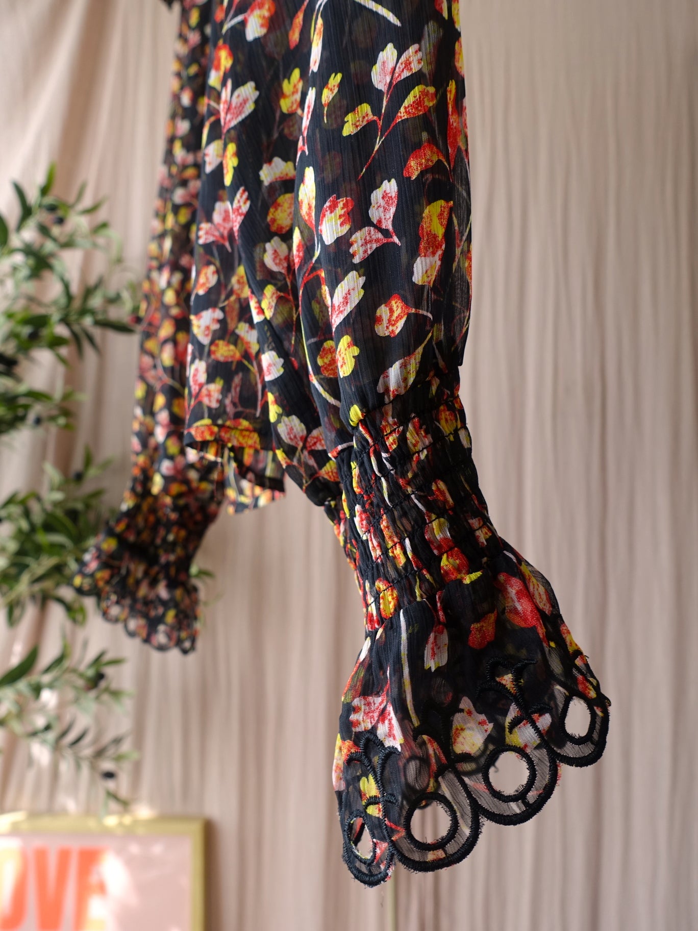 Harper & Yve embroidered ruches top