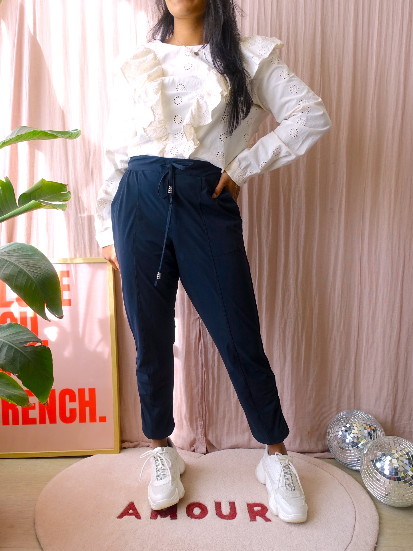 Hart by Helena Hart travelstof broek navy / bordeaux