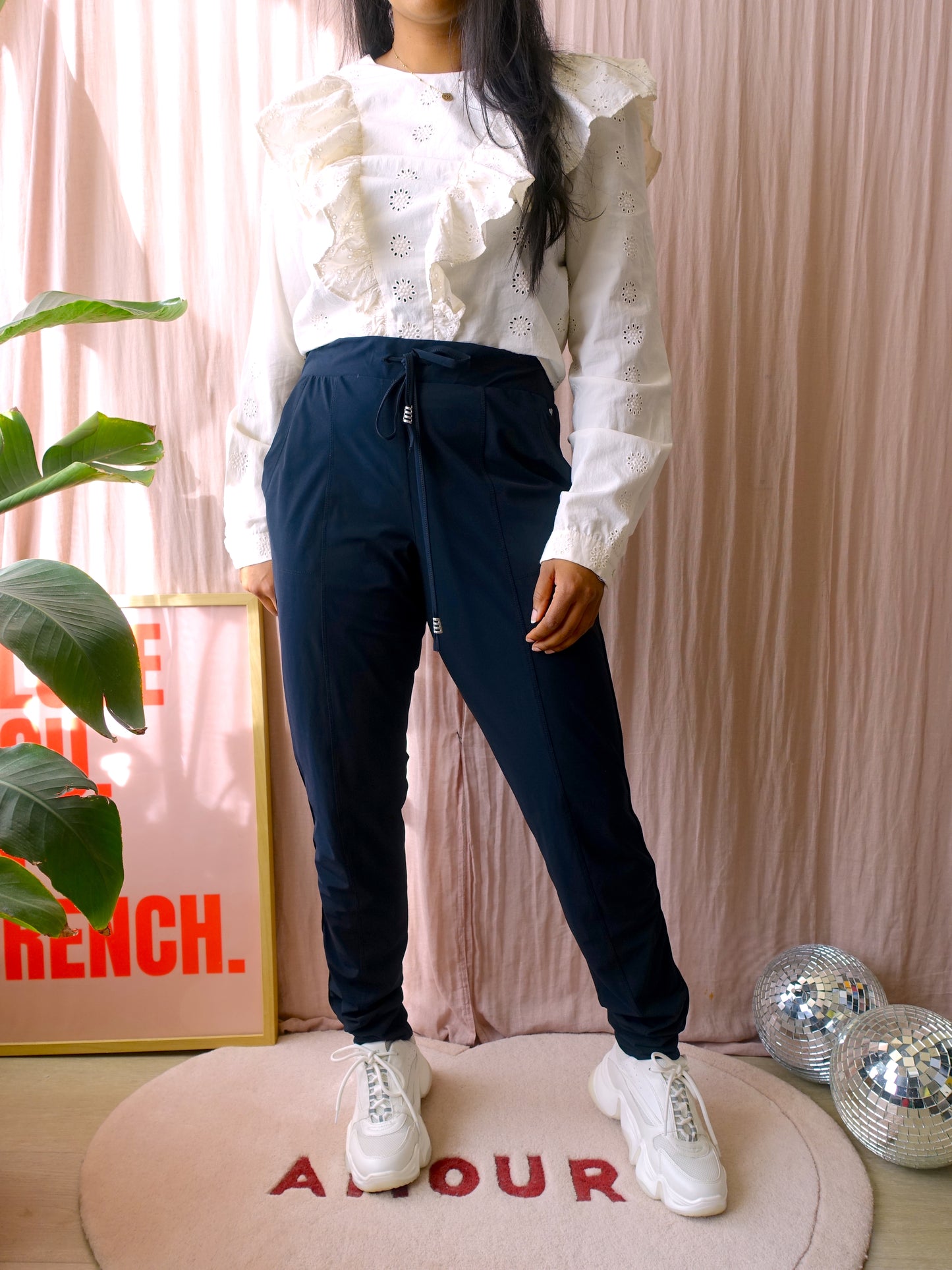 Hart by Helena Hart travelstof broek navy / bordeaux