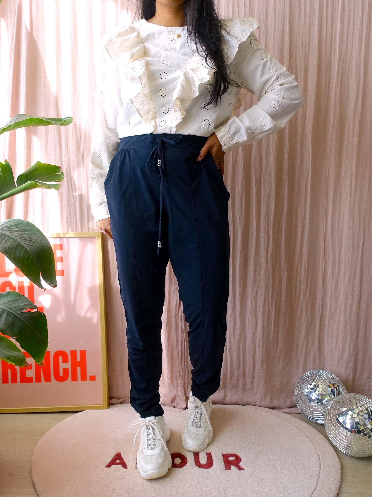 Hart by Helena Hart travelstof broek navy / bordeaux
