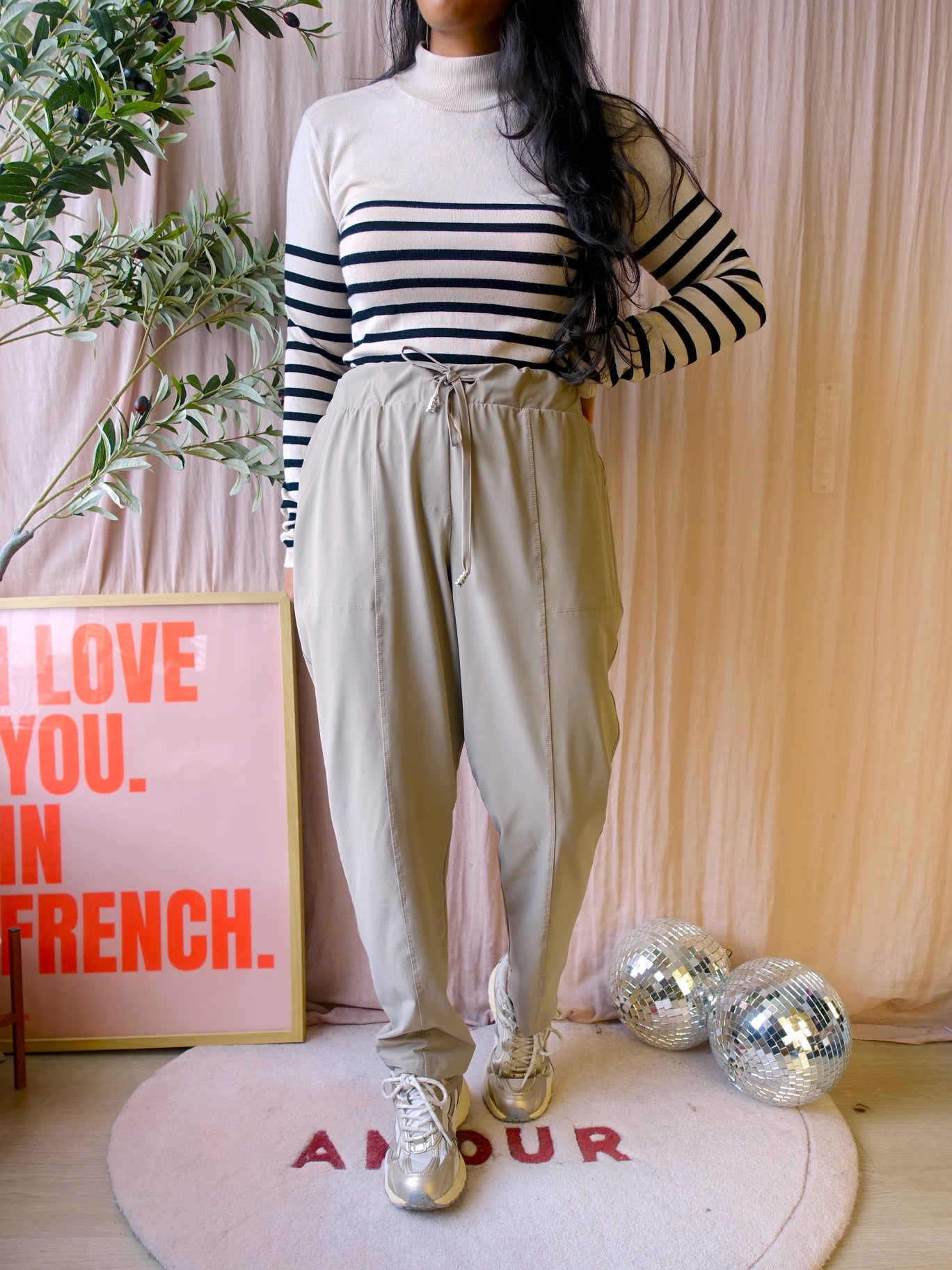 Helena Hart tapered travel quality pants greige