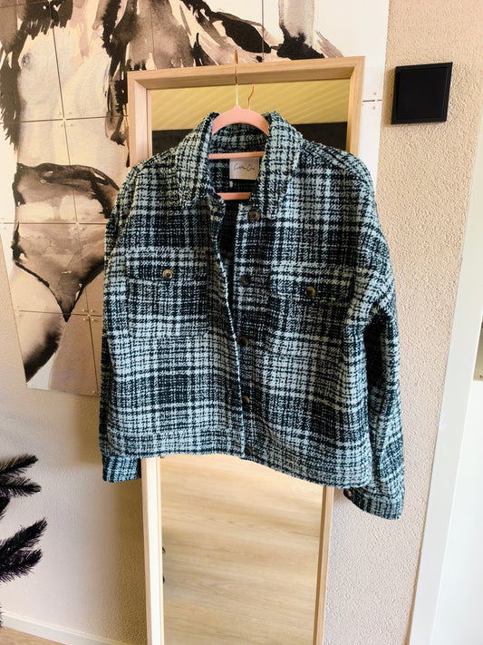 GRATIS BIJ BESTEDING V.A. €100 - Cotton Club tweed shacket forrest / mint