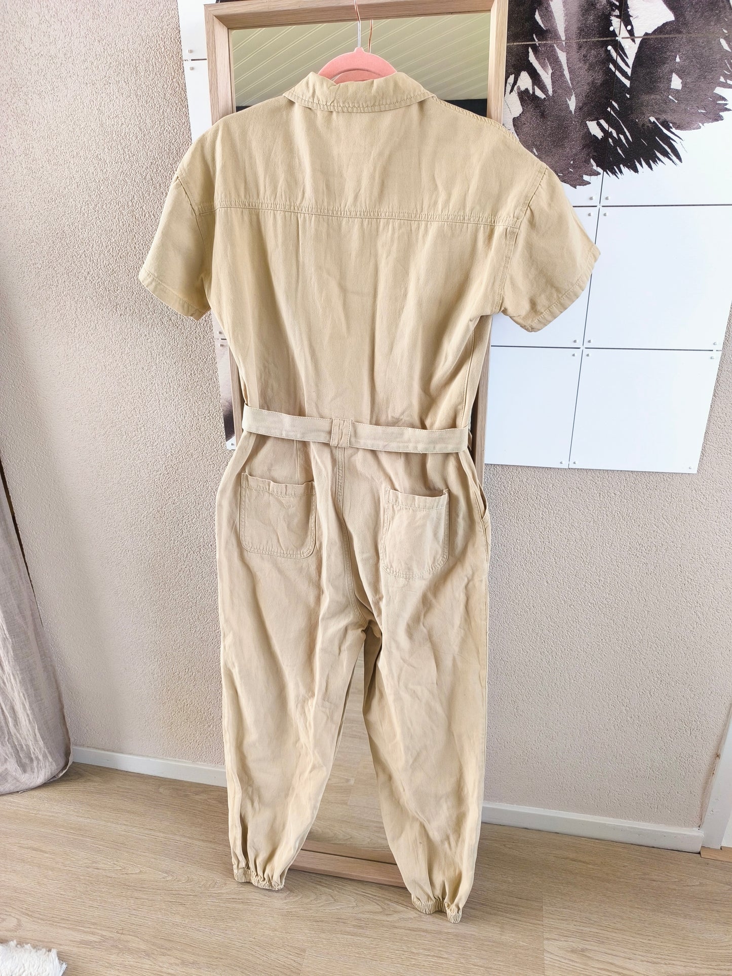 Denim boiler jumpsuit beige