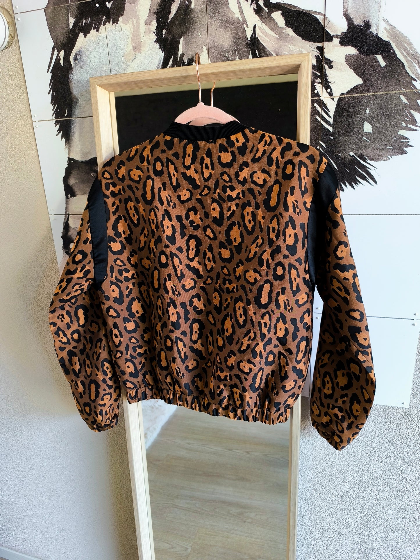 Shoeby jacquard leopard cropped bomber