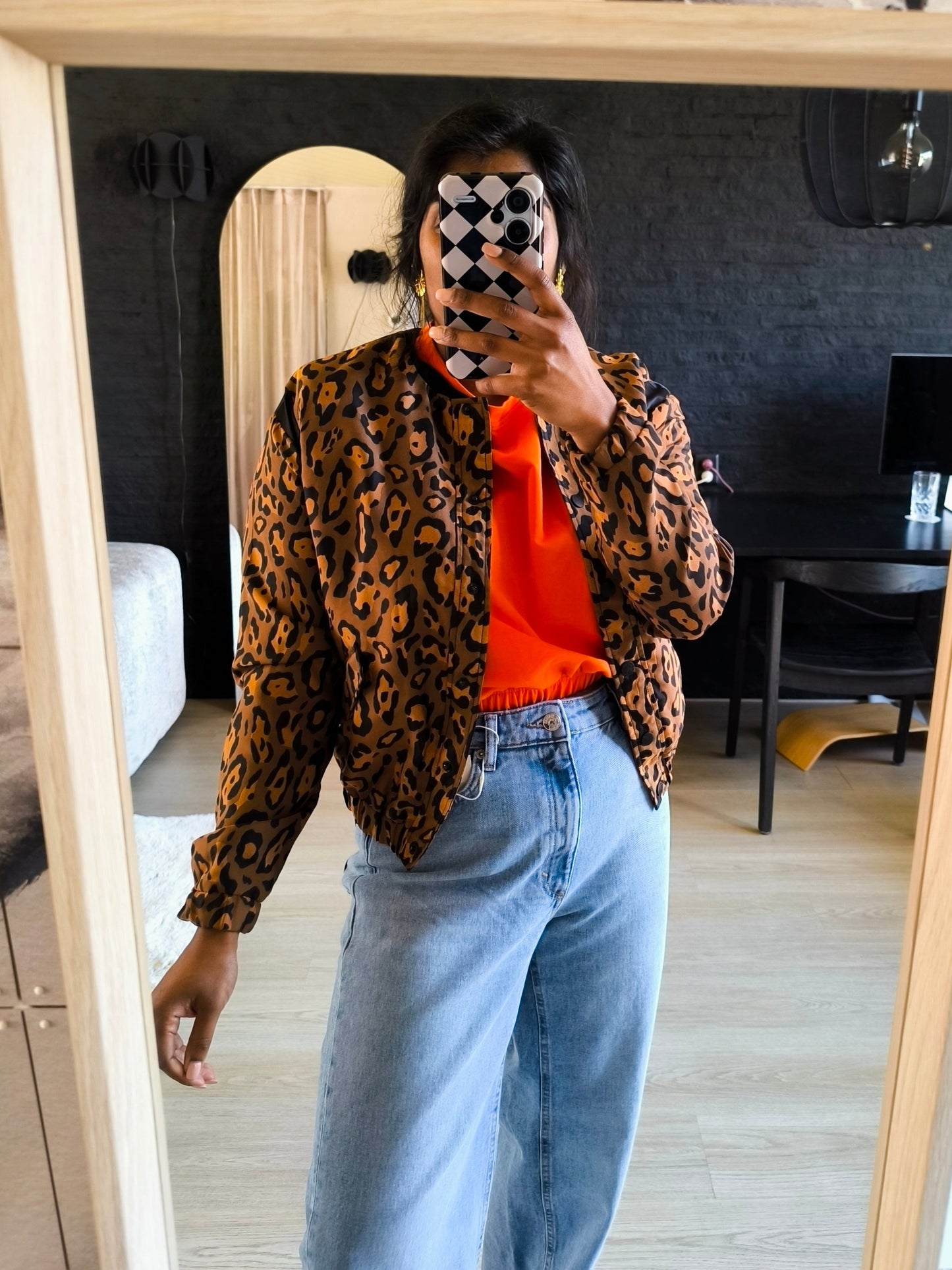 Shoeby jacquard leopard cropped bomber