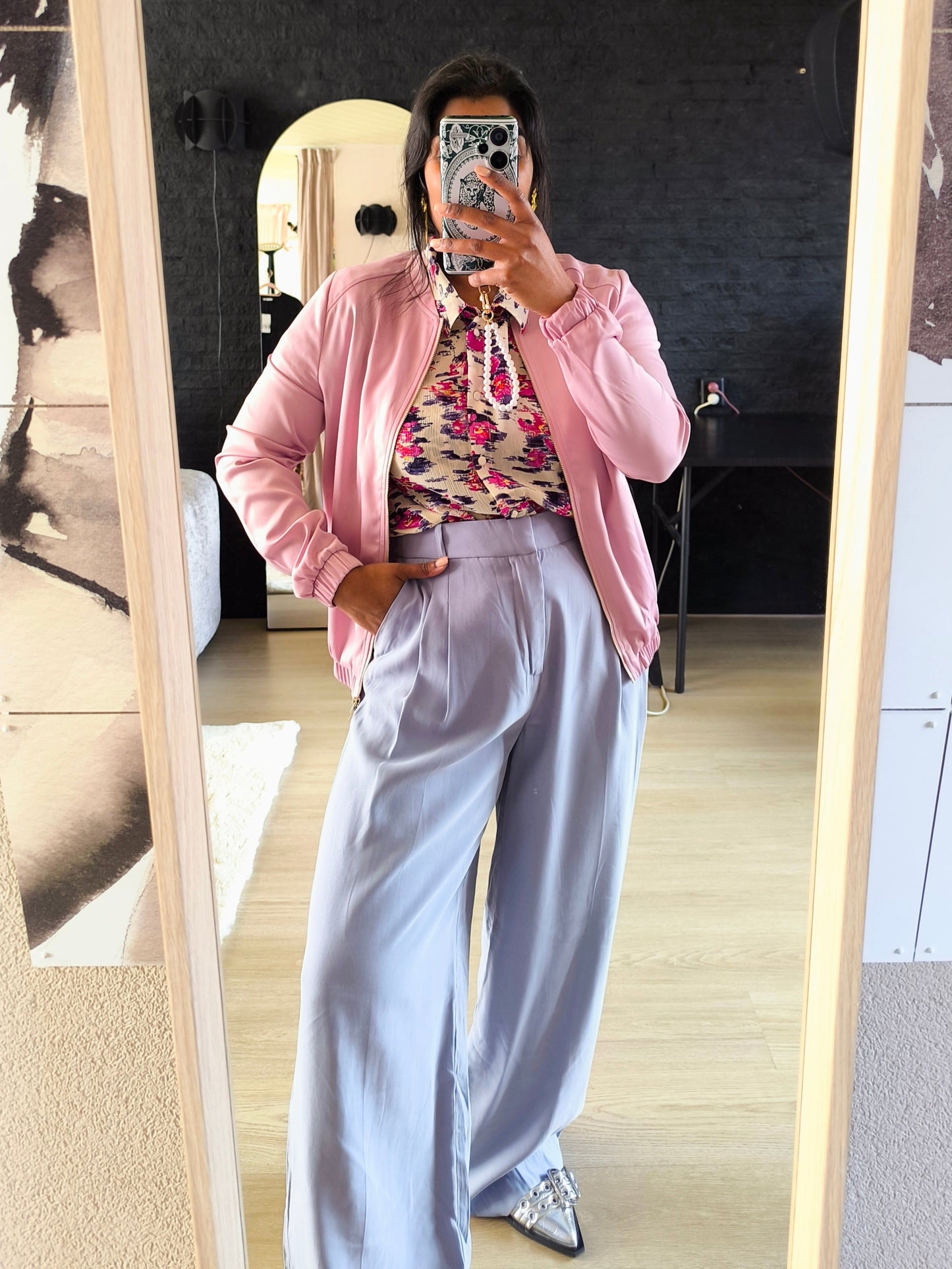 WE satin bomber jacket peony