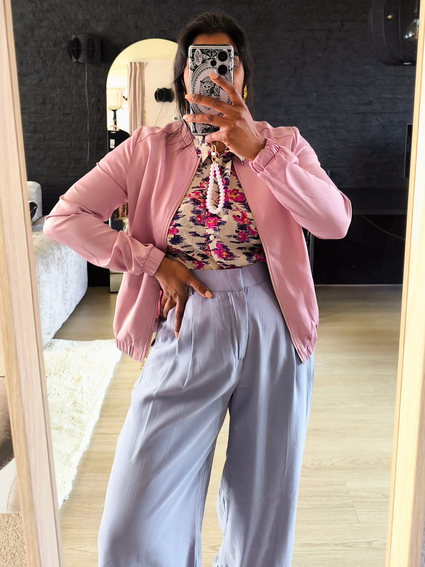 WE satin bomber jacket peony
