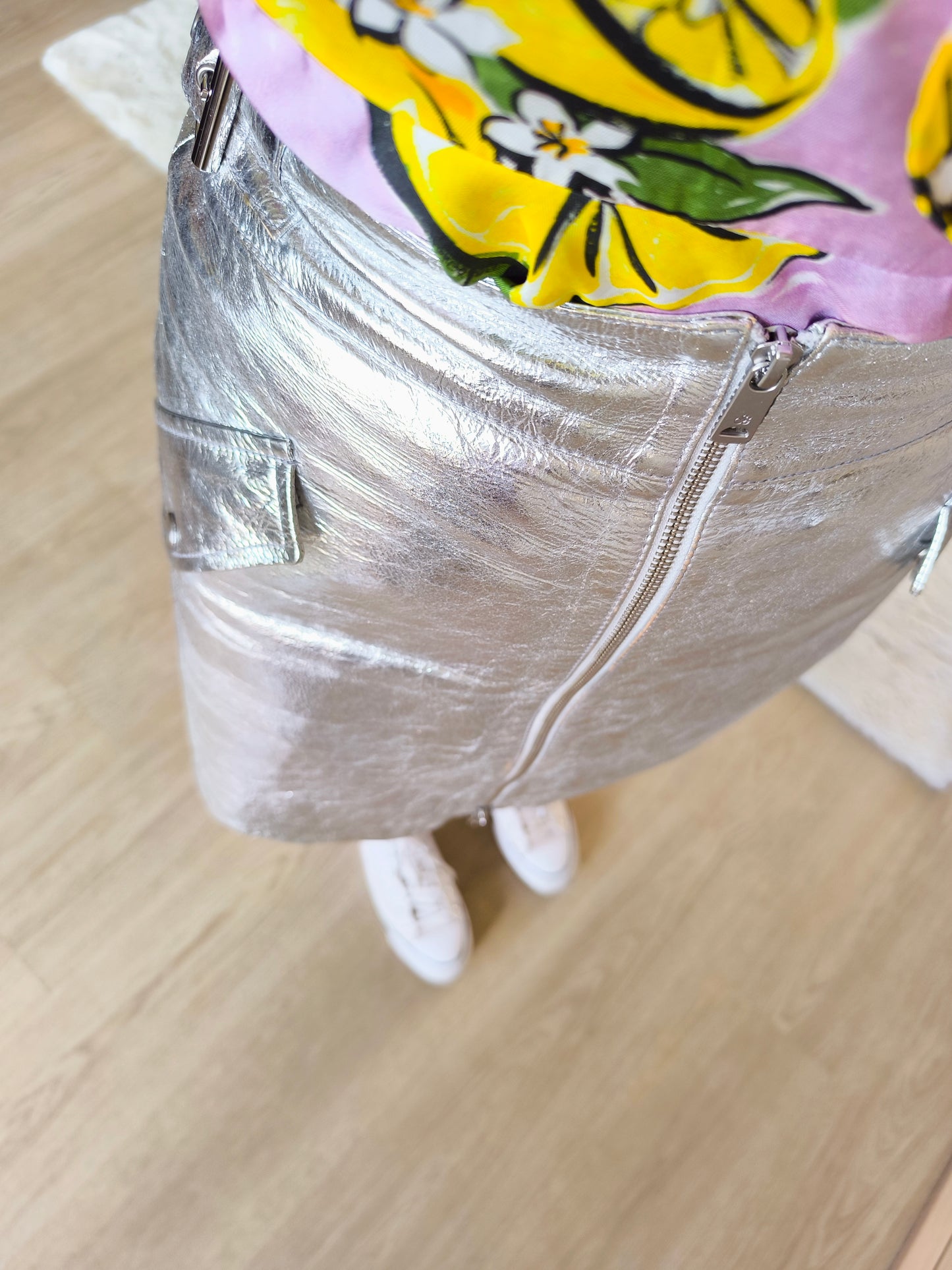 Scotch & Soda premium metallic leather rok zilver