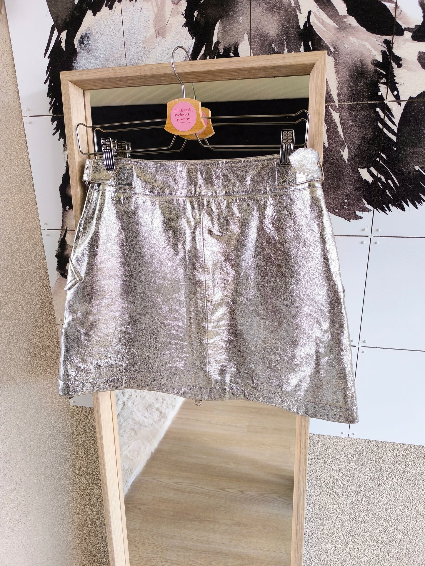 Scotch & Soda premium metallic leather rok zilver