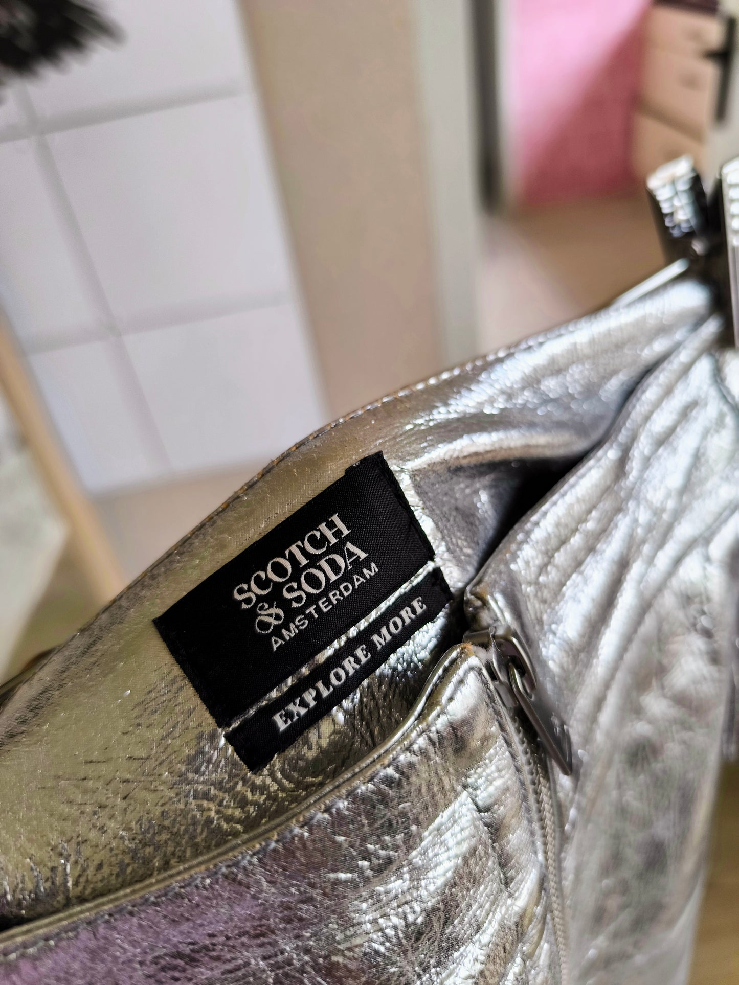 Scotch & Soda premium metallic leather rok zilver