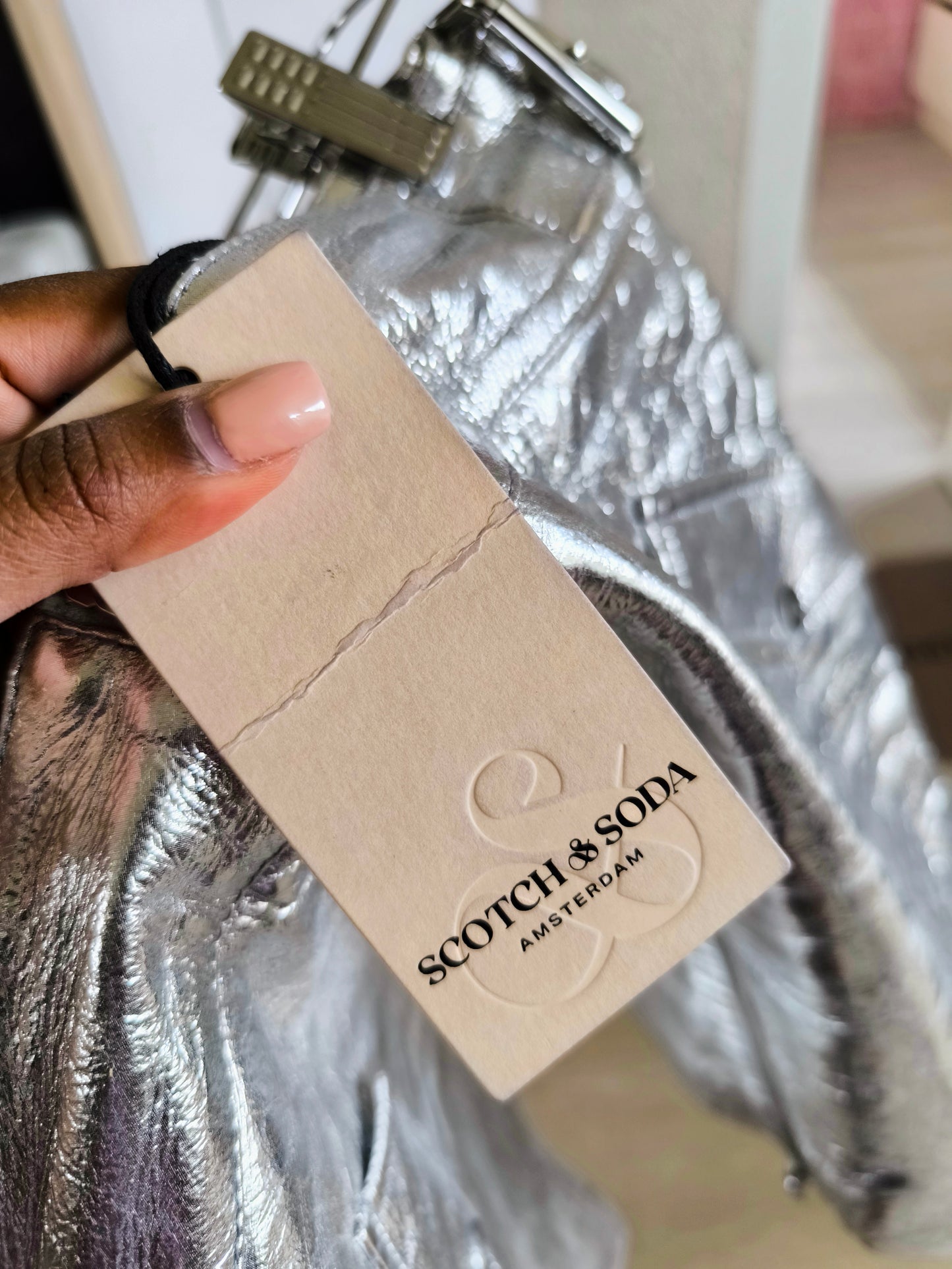 Scotch & Soda premium metallic leather rok zilver