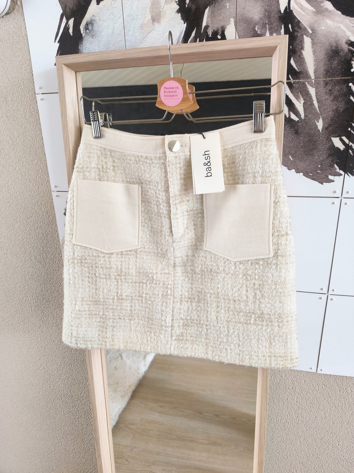 Ba&sh Filea bouclé tweed rok ecru