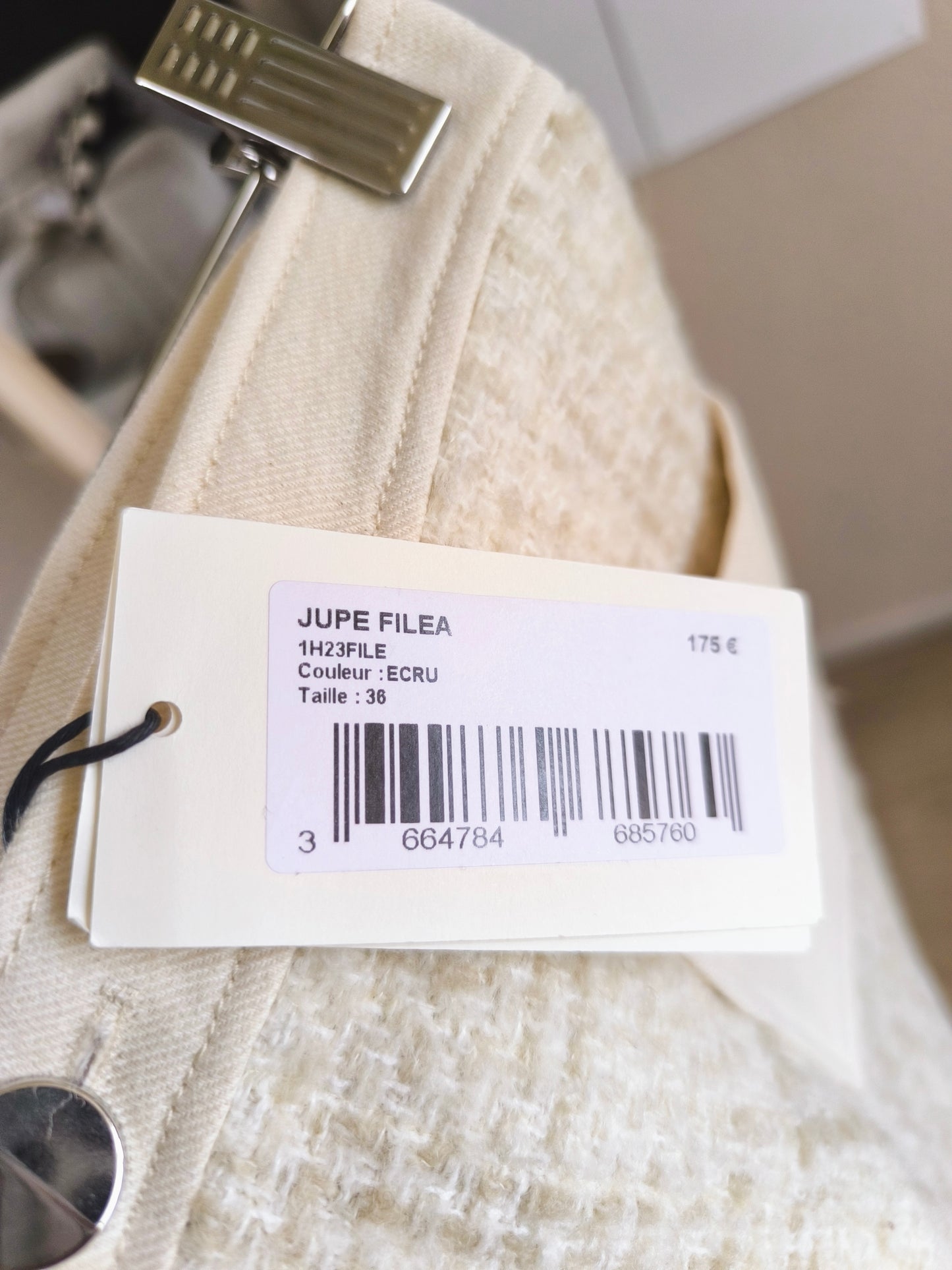 Ba&sh Filea bouclé tweed rok ecru