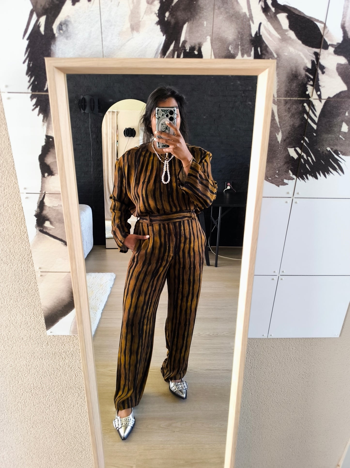 Zara Studio co-ord powersuit cognac (top + broek)