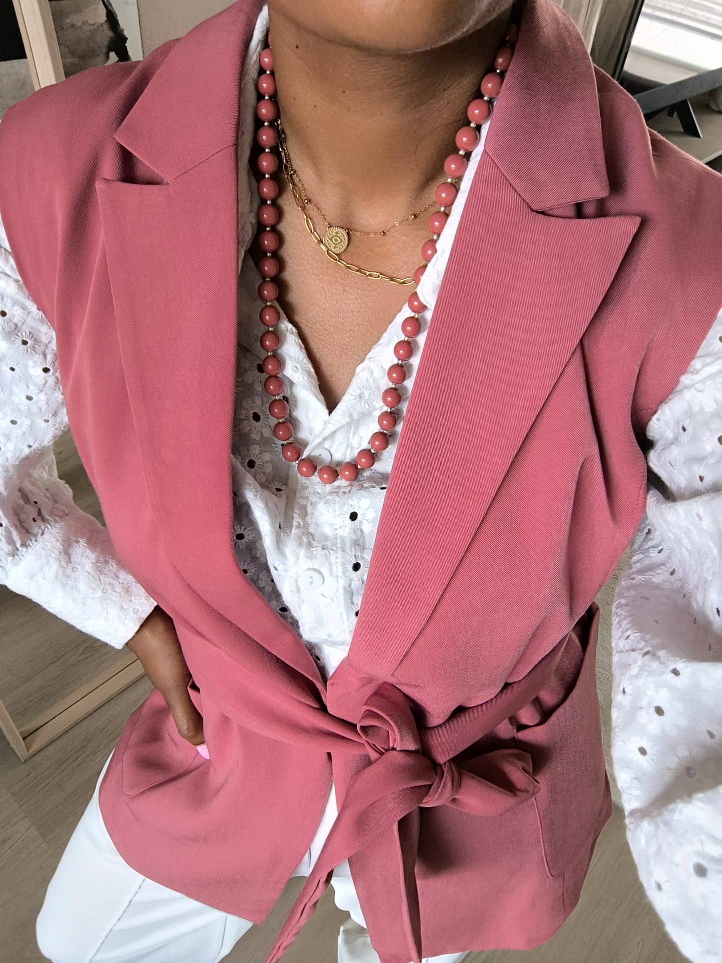 Ydence Danique rayonmix gilet oudroze