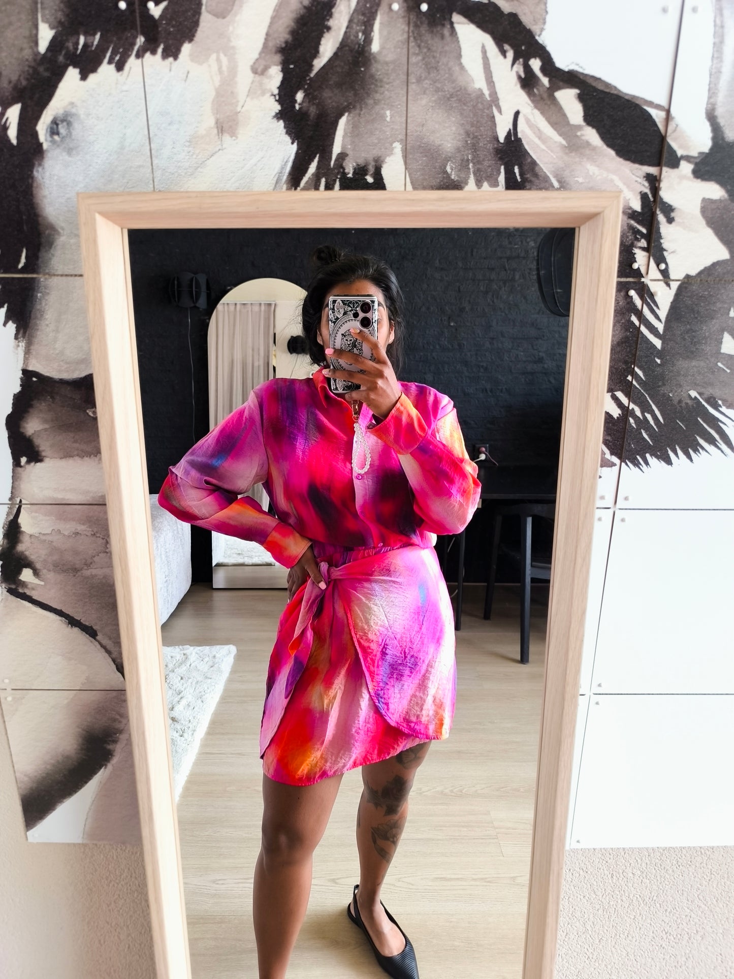 Shoeby la tie dye dress marble print