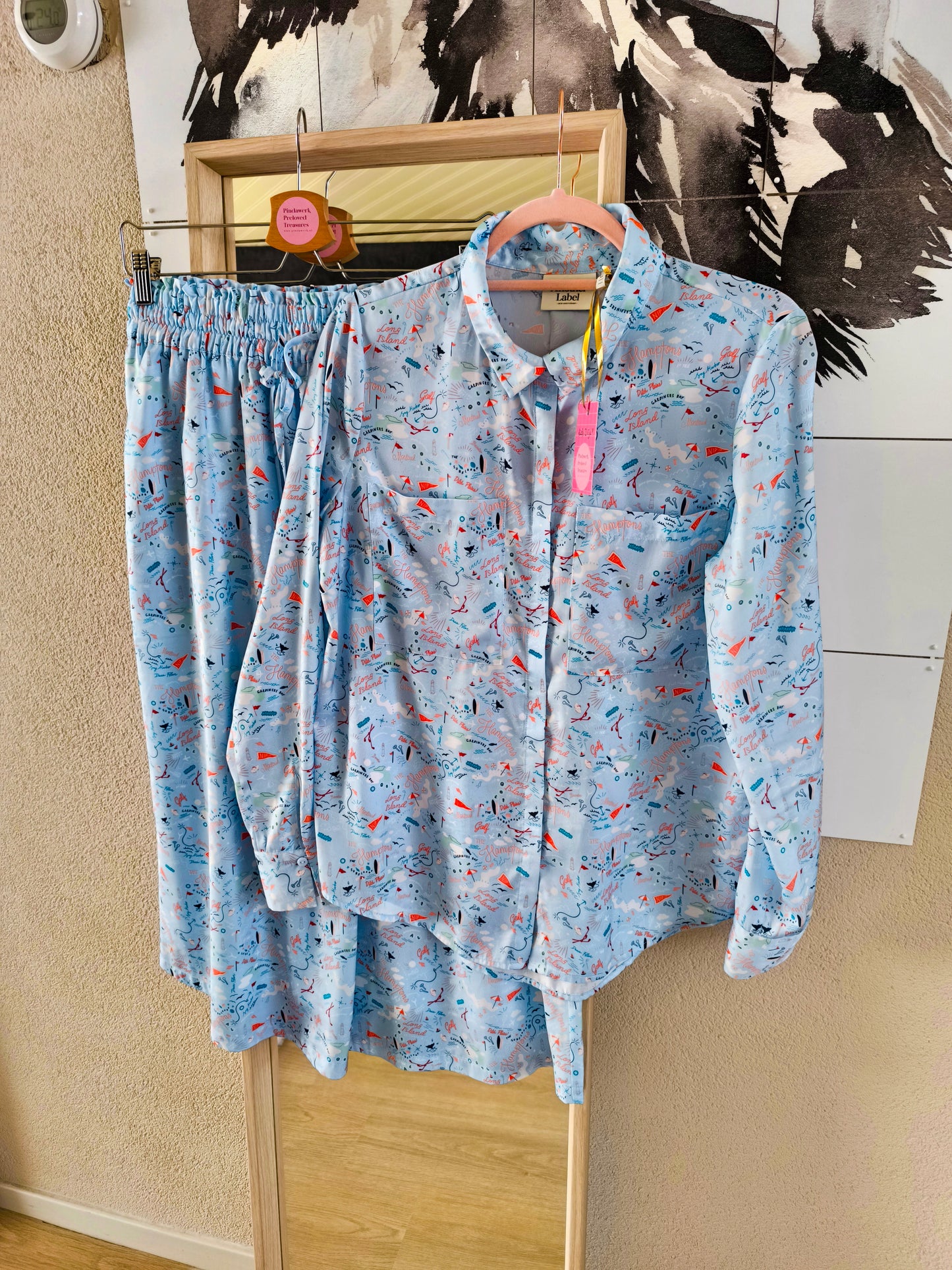 Another Label co-ord set hamptons long island print (blouse + rok)