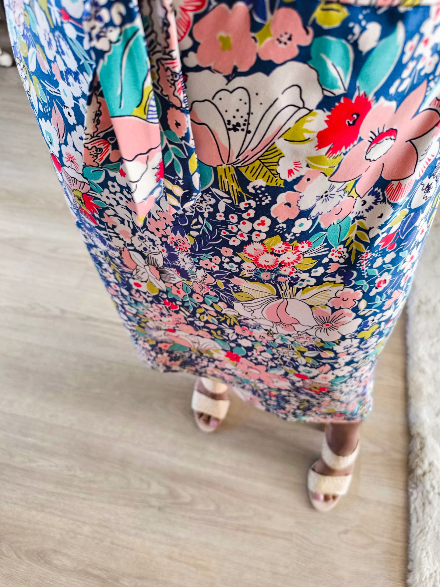 King Louie floral print midi stretch jurk