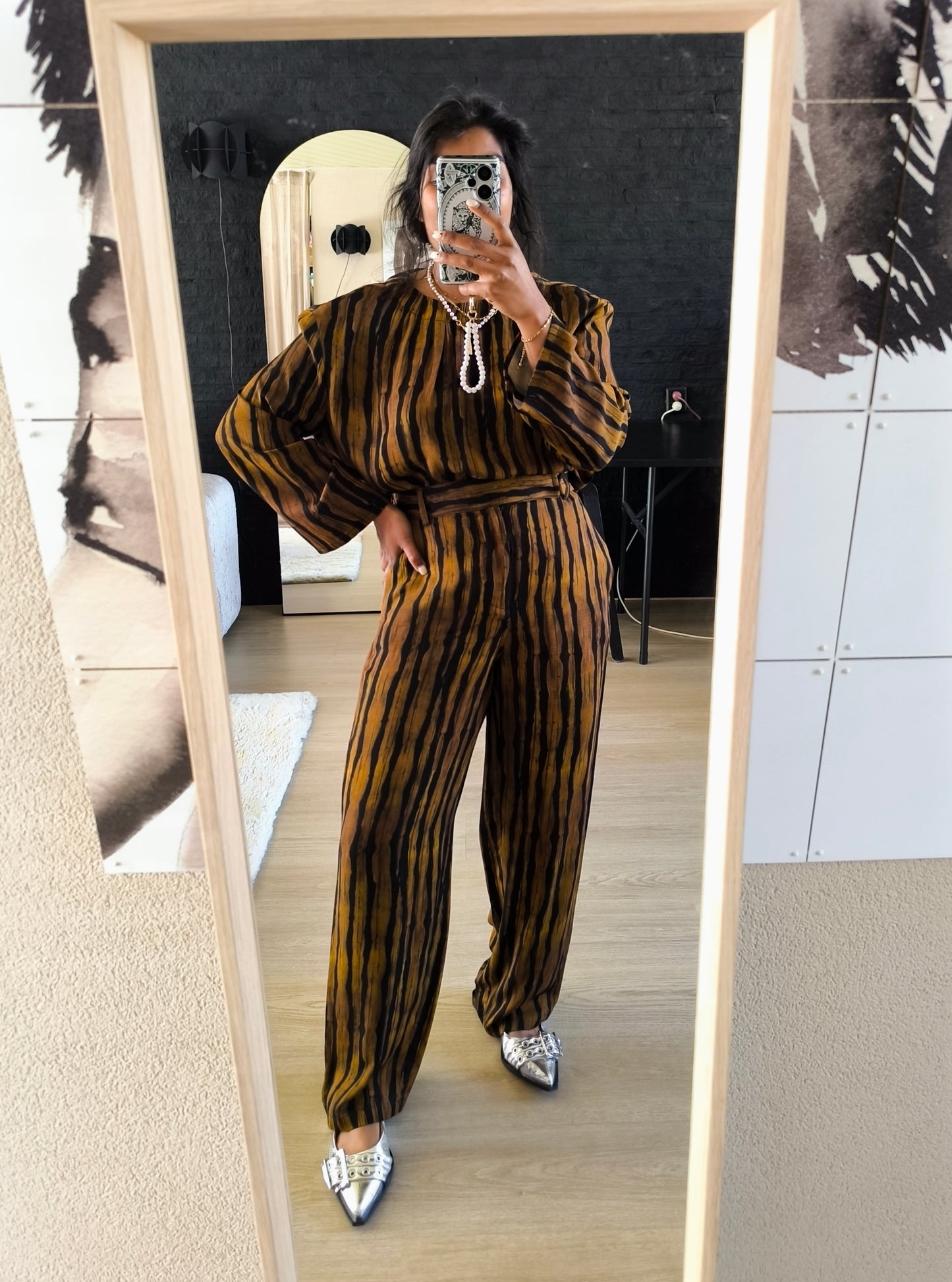 Zara Studio co-ord powersuit cognac (top + broek)