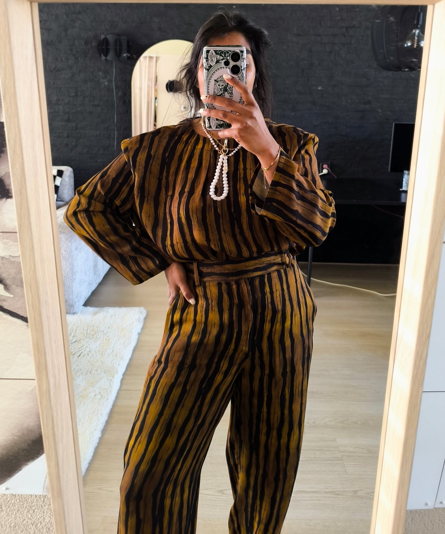 Zara Studio co-ord powersuit cognac (top + broek)