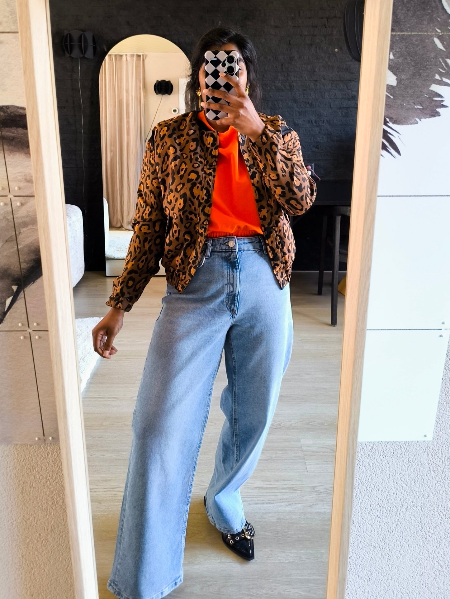 Shoeby jacquard leopard cropped bomber