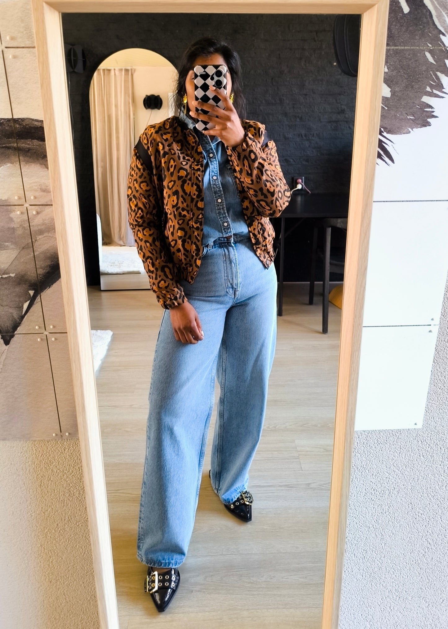 Shoeby jacquard leopard cropped bomber